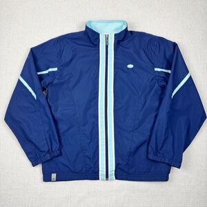 Vtg Hanes Sport Girl's Full Zip Blue Mesh Lined 90's Windbreaker Jacket